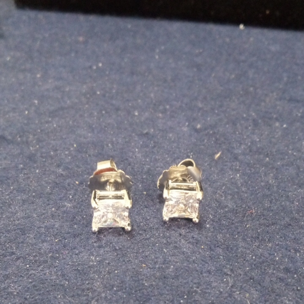 Elegant Silvertone Moissanite Stud Earrings